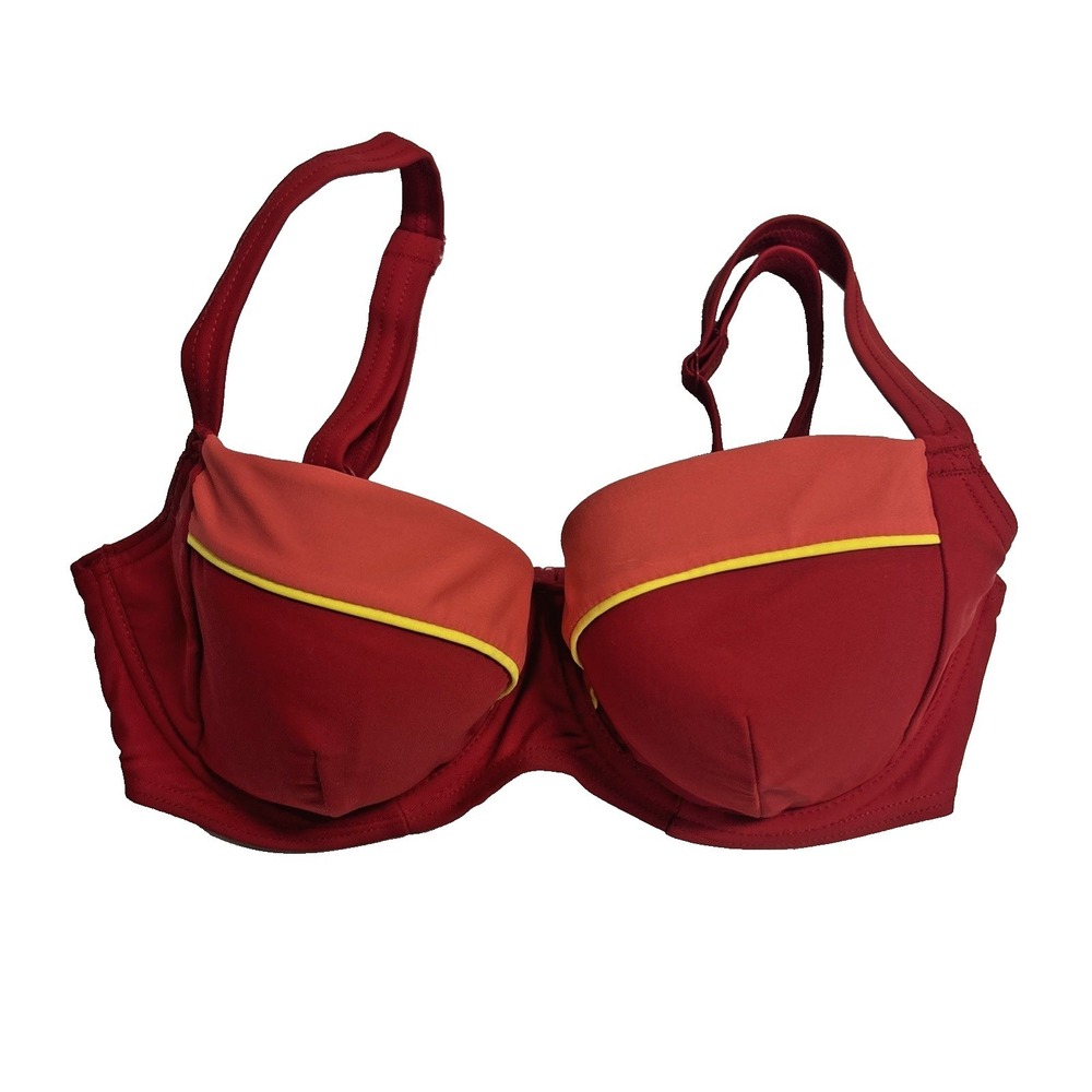 Curvy Kate Women's 30F Red Bikini Top Bon Voyage Padded Balcony Swimsuit